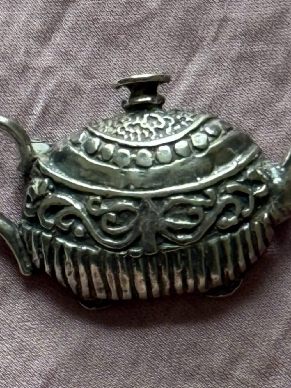 Teapot Brooch, 925 Sterling Silver